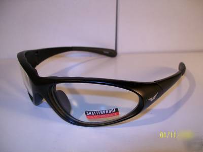 Tnt clear lens motorcycle sunglasses matt black frame 