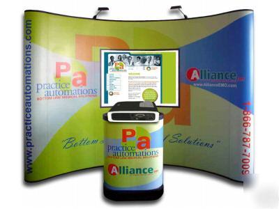 10' custom popup display.free banner & literature stand