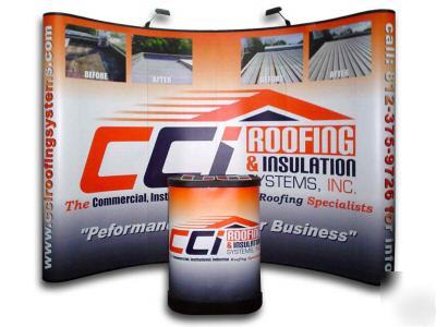 10' custom popup display.free banner & literature stand