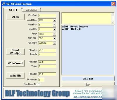 Allen bradley ethernet/DF1 activex plc software driver