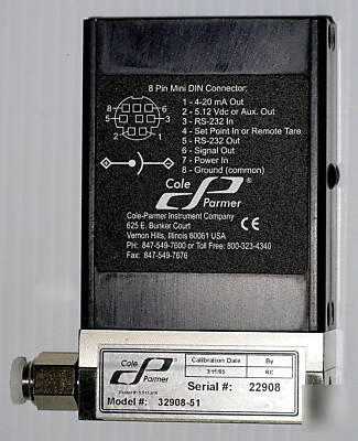 Cole-parmer 16 bit precision gas, mass flow meter 
