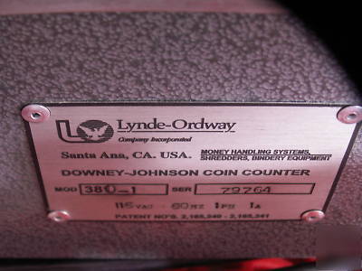 Commercial coin counter lynde-ordway #380-1