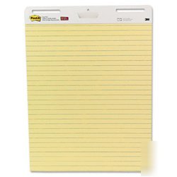New self-stick easel pad, ruled, 25 x 30, yellow, 2 ...