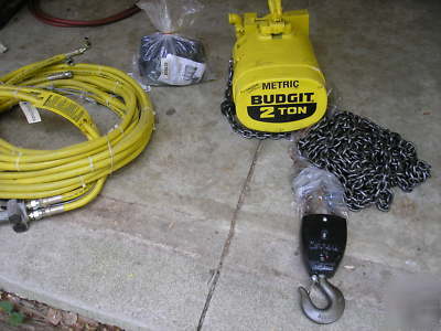 New budgit air hoist, man guard, 2 metric ton, 30' lift, 