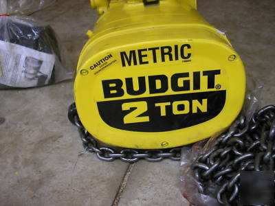 New budgit air hoist, man guard, 2 metric ton, 30' lift, 