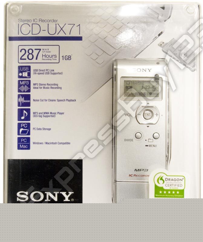 Sony ICDUX71 icd-UX71 digital voice recorder 1GB silver