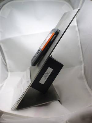 Brushed metal cell phone retail display w/ retract cord
