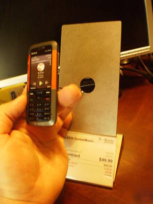 Brushed metal cell phone retail display w/ retract cord