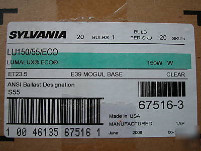 New 150W high pressure sodium bulbs lights case of 20