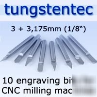10 solid carbide engraving tools pcb cnc milling 0,1-1M