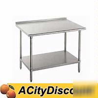 24X48 stainless top worktable w backsplash & undershelf