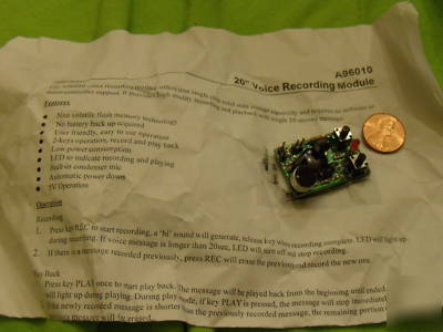 Voice recorder 20SECONDS and playback easy just add dc