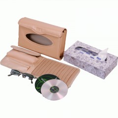 Ebox tissue box w/12 disc cd visor - beige TSV02