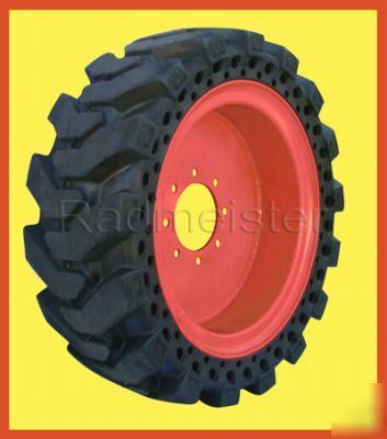 Set of 4 solid skid steer tires / wheels 10