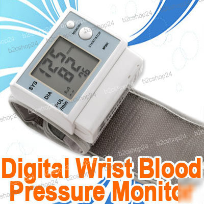 Digital wrist cuff blood pressure monitor meter machine