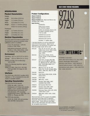 Intermec 9720 FO1 bar code wedge reader & 1283A02 pen