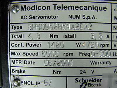 New modicon servo motor BPH0952N5MA2CA2 6000R 480V 597M