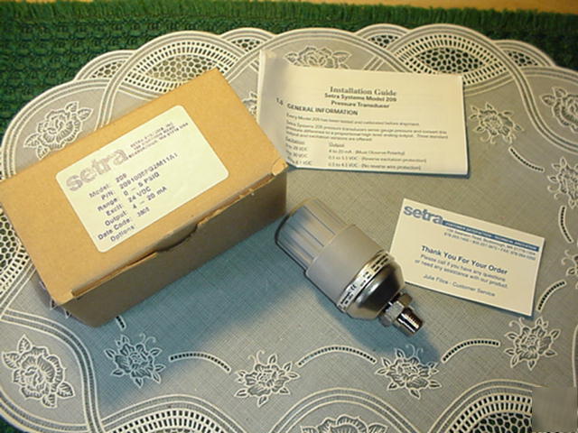 Setra model 209 pressure transducers 0-5 psig, 24 vdc
