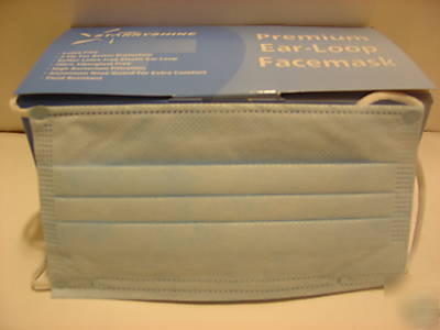 50 starryshine ear loop surgical dust face mask, blue 
