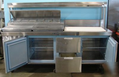 Delfield refrigerated prep table with overshelf, 84