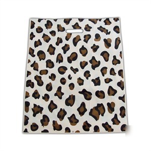 25X leopard design plastic carrier bags - 12