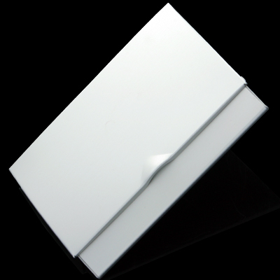 Blank silver metal raised edge lid business card holder