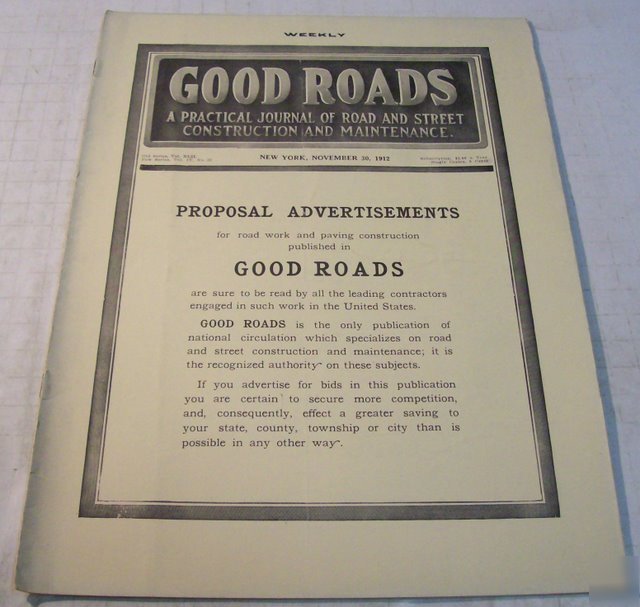 Good roads 1912 construction magazine vol.42, no.9