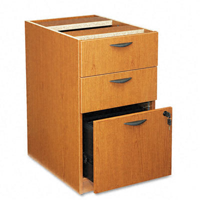 Hon three-drawer pedestal file bourbon cherry