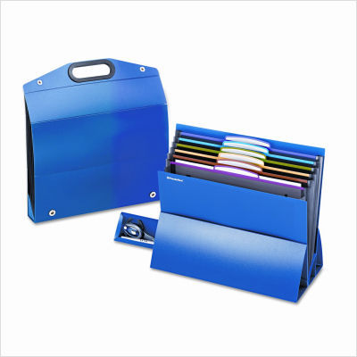 2 expansion desktop file, 6 pockets, poly, letter, blue