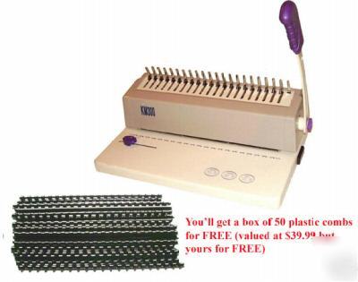 New comb punch/binding machine w/warranty+50 free combs