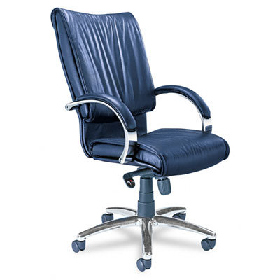 President dsk char, chrome aluminum base, black leather