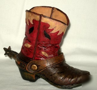 Western cowboy boot pen pencil holder planter vase?