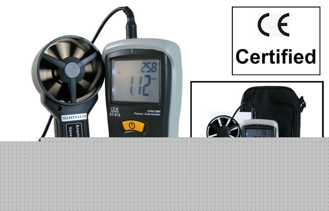 Wind speed thermo anemometer air flow meter temp gauge