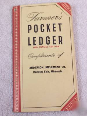 1952 john deere farmers pocket ledger redwood falls mn