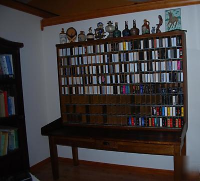 Antique wood post office mail sorter