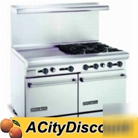 New 60IN american range 6 burner w 24IN radiant broiler