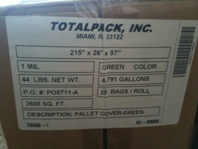 23 green pallet covers 25 bags p/ roll 1 mil 215 26 97