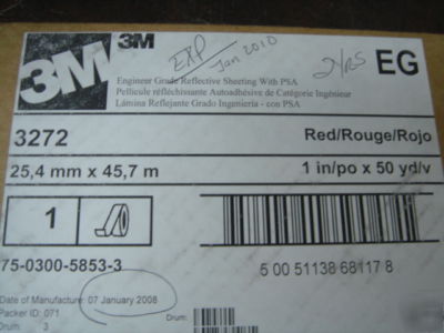 3M 3272 red engineer grade reflective sheeting 50YARDS