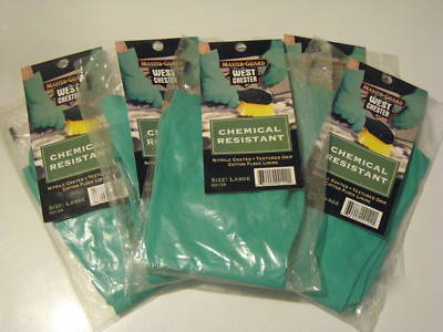 5 pair - master guard solvent gloves- size: large