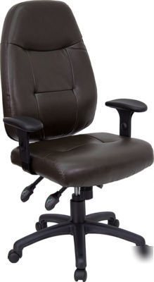 Espresso brown leather executive office chair swivel 