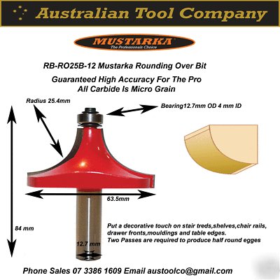 Router bit rounding over rb-RO25B-12 12.7MM shank