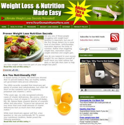 'diet and nutrition' website & domain name for sale