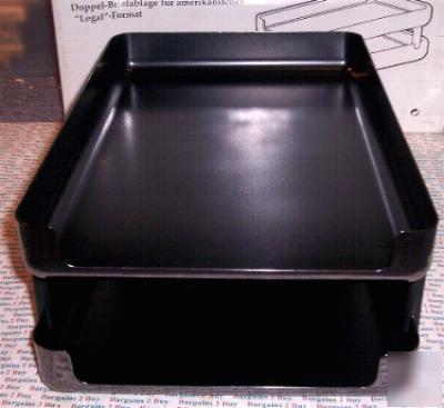 Eldon emphasis black chrome exec double desk tray,legal