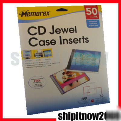 Memorex 3202-0700 50 pk white cd/dvd jewel case inserts