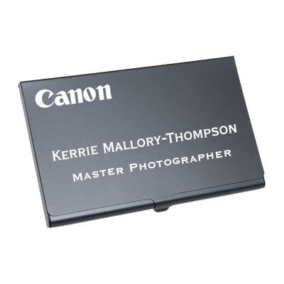 Personalized black business card case - engraved free