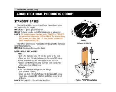 Simpson strong-tie hidden standoff base kit PBV6KT
