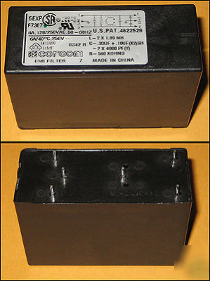 Tyco / corcom rfi/emi line filter, 6EXP F7307, 6 amps