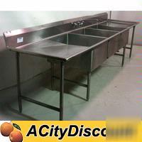Commercial kitchen 3 comp stainless sink w/ faucet