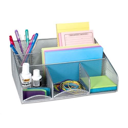 Desk station silver mesh