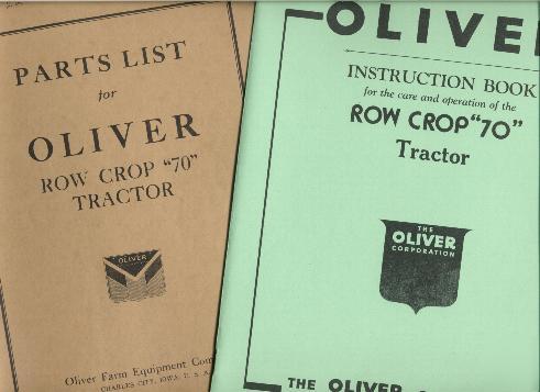 3 oliver row crop 70 tractor manual operator parts book